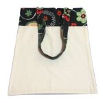 Bolsa para zafu bicolor con asas negra con flores