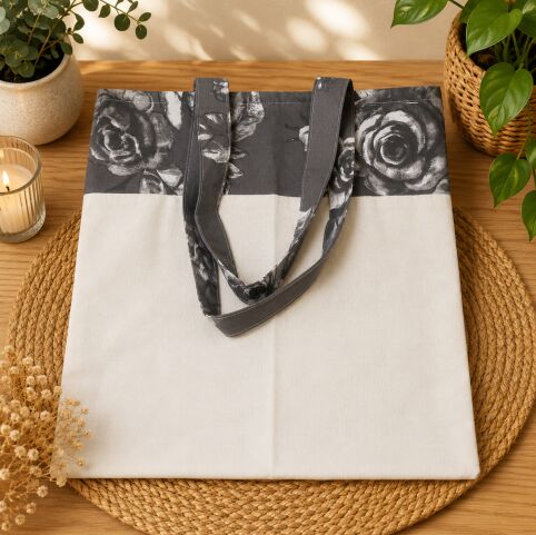 Bolsa para zafu Gris-Flores Bolsa para zafú Gris-Flores - Imagen 1