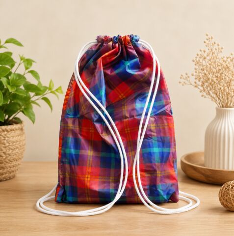 Mochila para yoga con cuadros rojos y azules Mochila para yoga con cuadros rojos y azules - Imagen 1