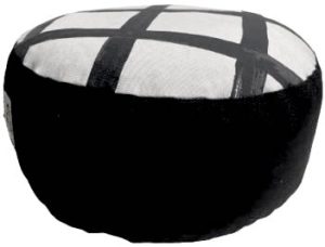 Zafu Eco Espelta redondo negro-cuadros