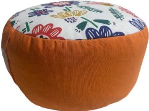 Zafu Eco Espelta redondo naranja-flores