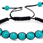 Pulsera budista 7 Chakras piedras lava volcánica de color azul