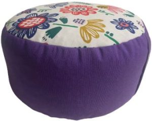 Zafu Eco Espelta redondo morado-flores
