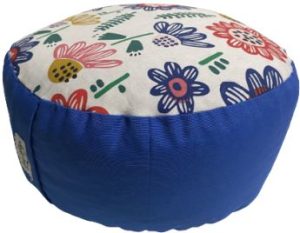 Zafu Eco Espelta redondo azul-flores