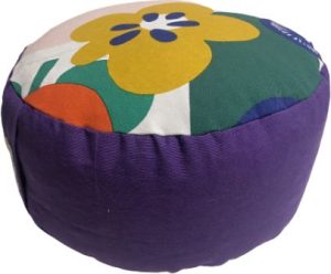 Zafu Eco Espelta redondo morado-dibujos