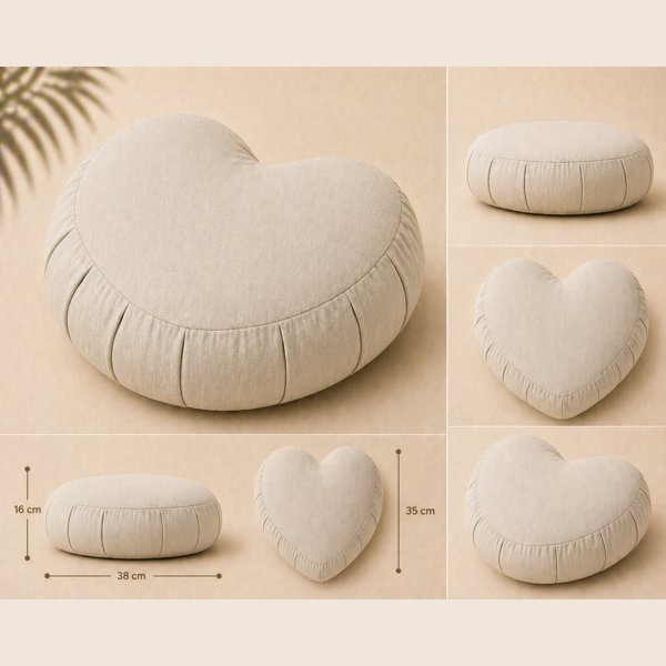 zafu corazon vaya yoga colores beige Zafu Eco Espelta corazón 8 colores - Imagen 1